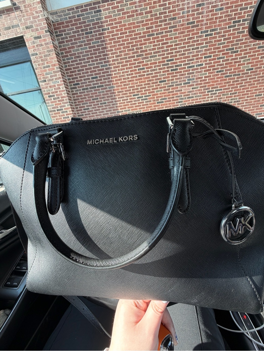 Michael Kors Black Saffiano Satchel with Silver Hardware - Picture 3 of 8
